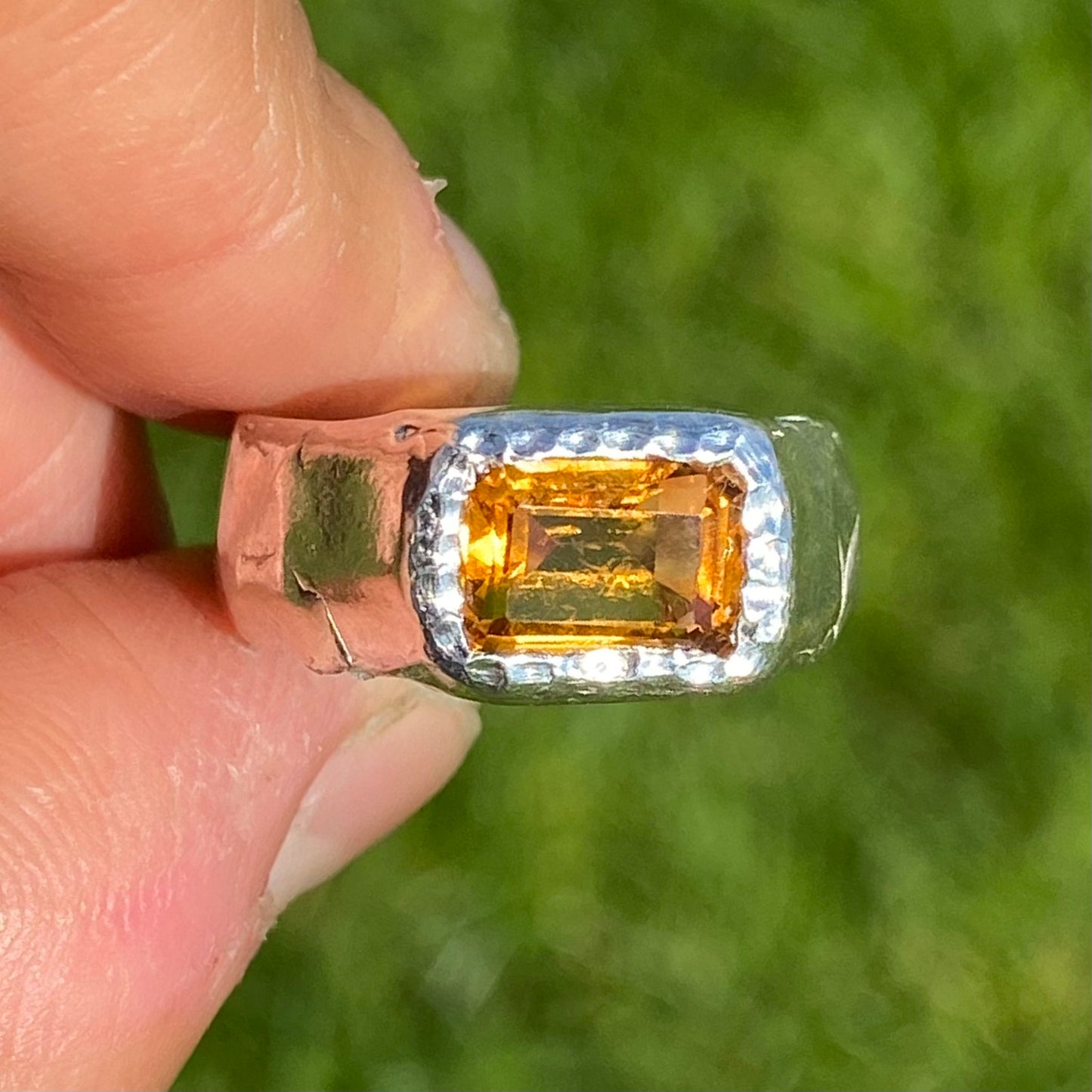 Yellow Citrine Signet: Size N (or 6 1/2)