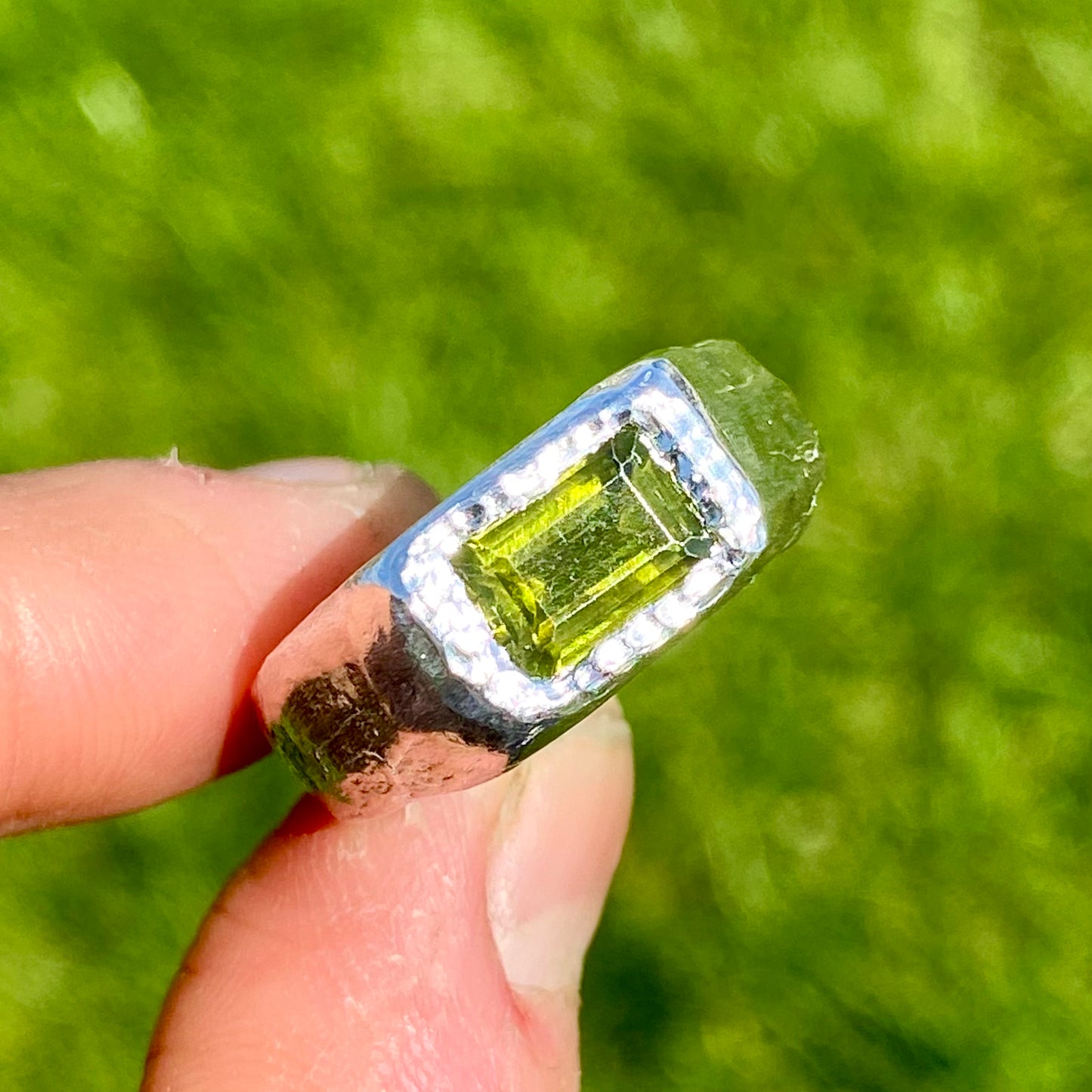 Green Peridot Signet: Size O 1/2 (or 7 1/4)