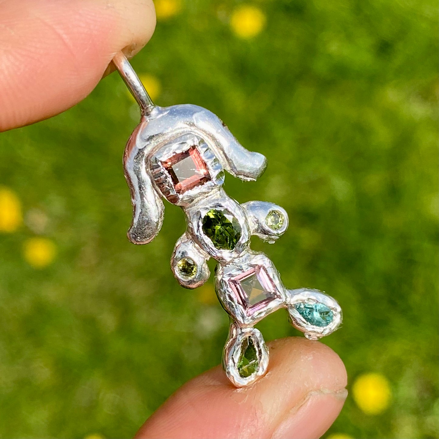 This is the original Fairy Light Pendant i made long time ago in Melbourne. All the stones in this pendants are tourmalines.