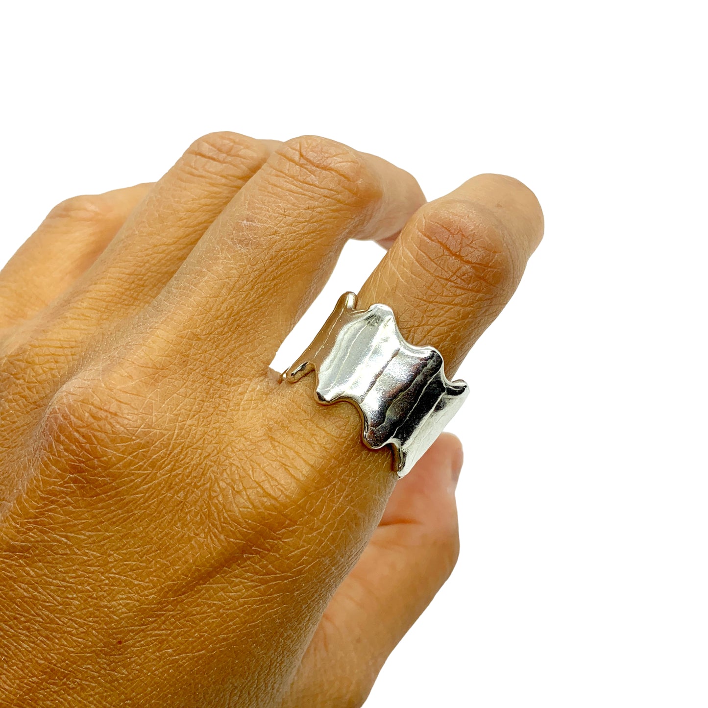 Big Ombak Band, chunky silver ring with wave pattern – inspired by the sea and handmade by Lia Makes Jewellery