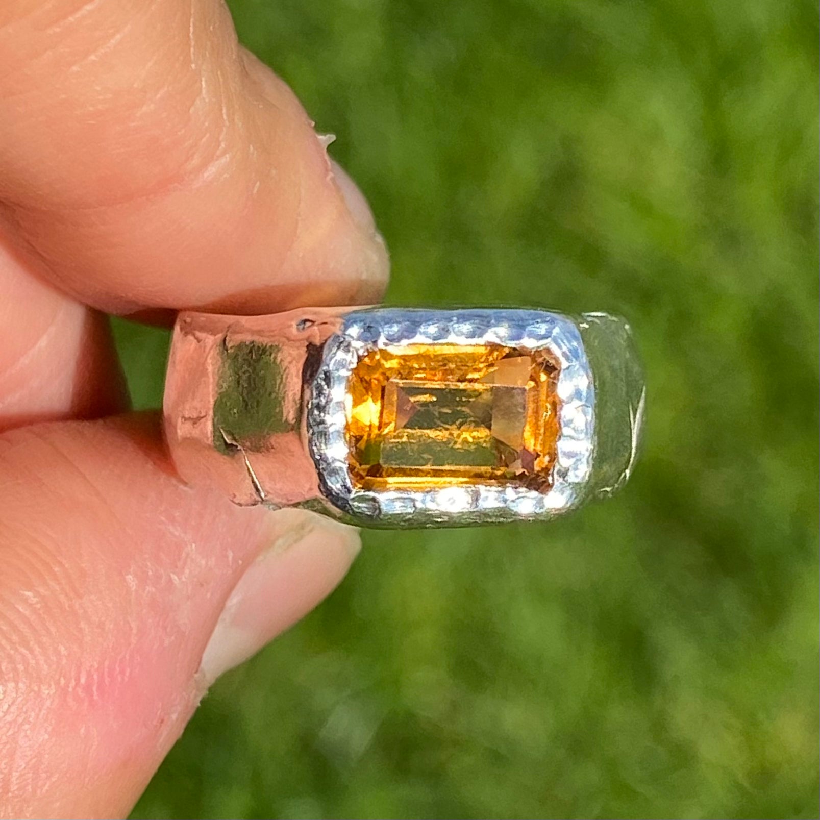 Yellow Citrine Signet: Size N (or 6 1/2)