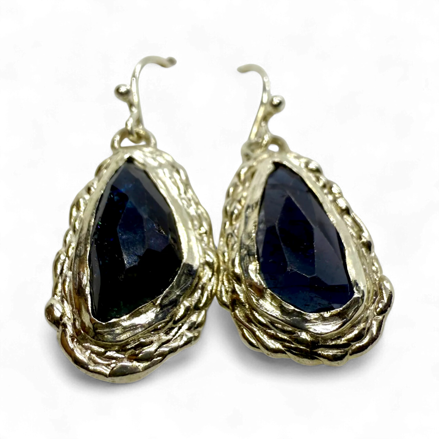 Orra Dangles handmade in Paris from sterling silver with green-bluish tourmalines, crafted by Lia Makes Jewellery.