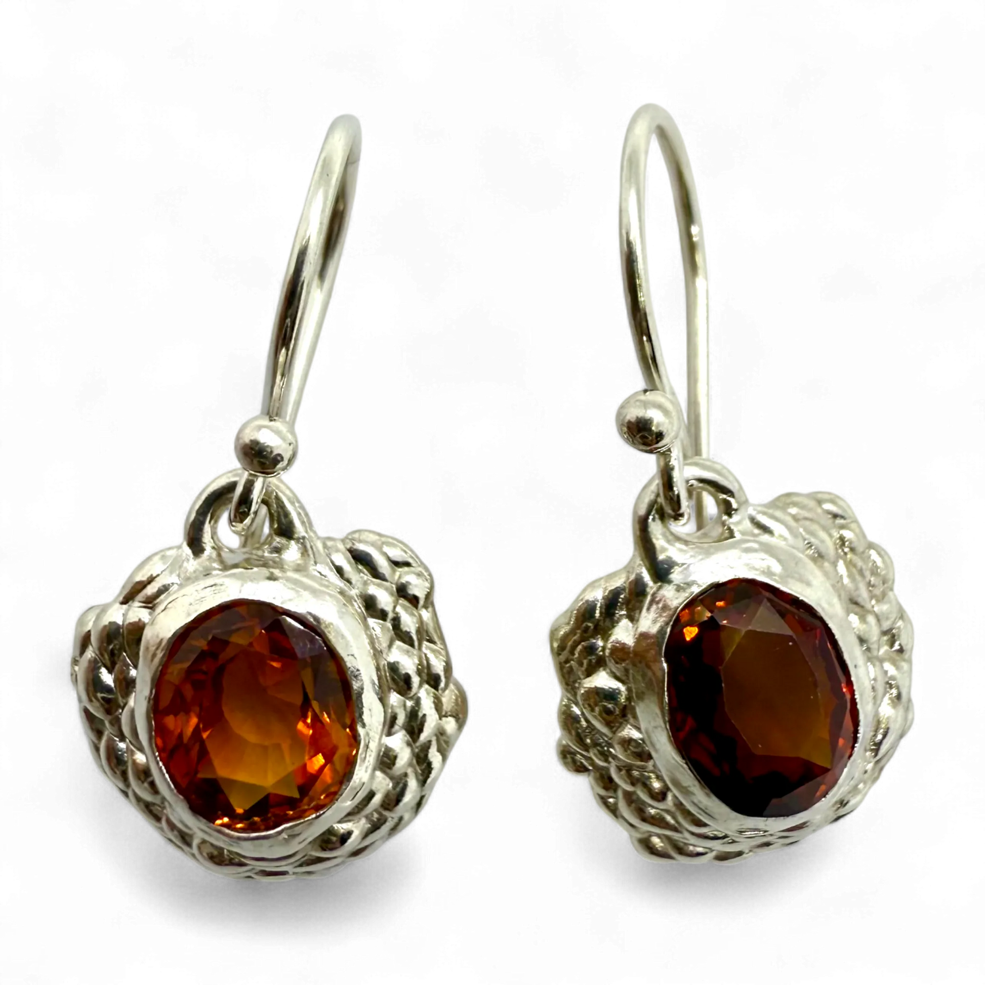 Sola Dangles handmade in Paris from sterling silver with orange citrine gemstones, crafted by Lia Makes Jewellery.