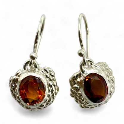 Sola Dangles handmade in Paris from sterling silver with orange citrine gemstones, crafted by Lia Makes Jewellery.