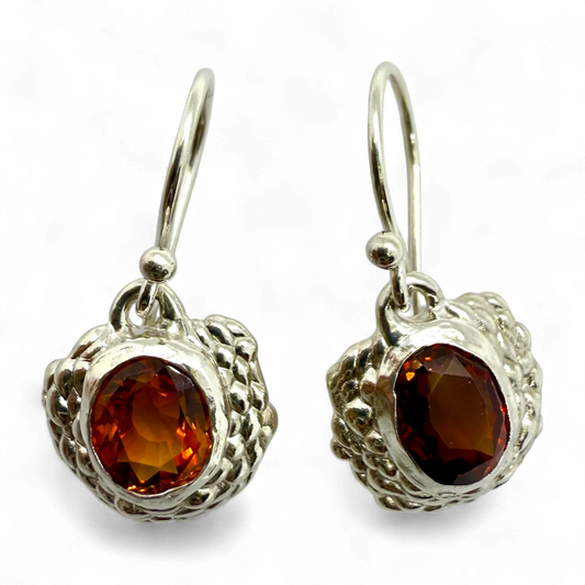 Sola Dangles handmade in Paris from sterling silver with orange citrine gemstones, crafted by Lia Makes Jewellery.