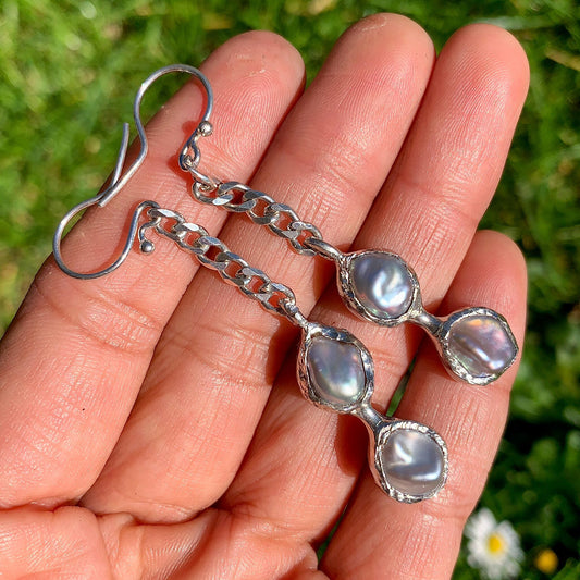 Gray Pearl Dangles